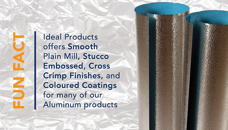 Ideal Product Finishes: Smooth Plain Mill, Stucco Embossed, Cross Crimp Finishes, and Coloured Coatings